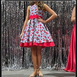 Strawberry OOC pageant cocktail handmade dress ; worn once size 10 girls